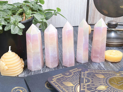 Aura Rose Quartz Tower - - The Crystalary