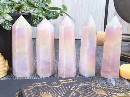 Aura Rose Quartz Tower - - The Crystalary