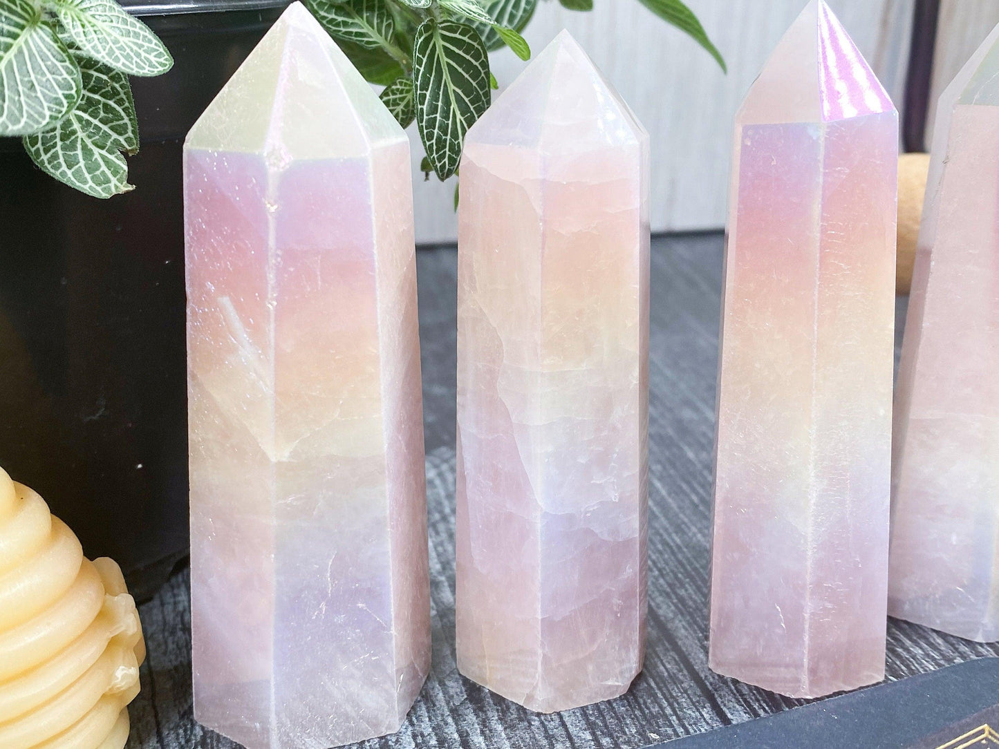 Aura Rose Quartz Tower - - The Crystalary