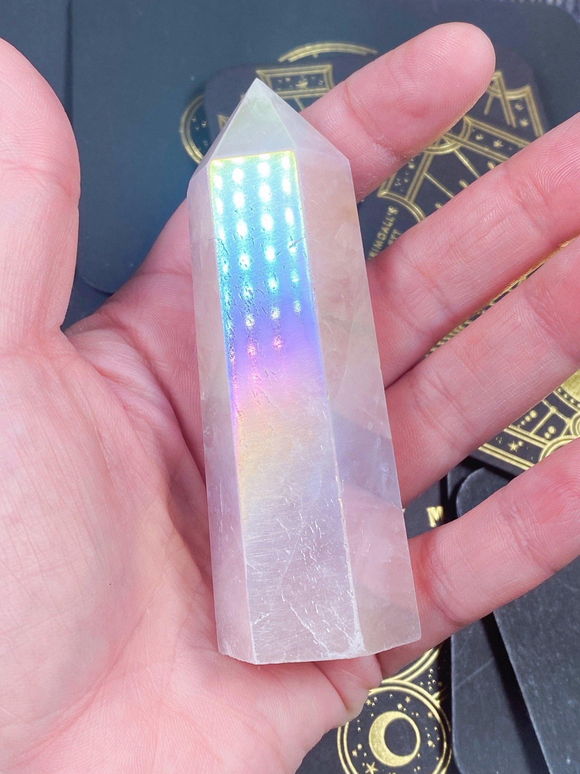 Aura Rose Quartz Tower - - The Crystalary