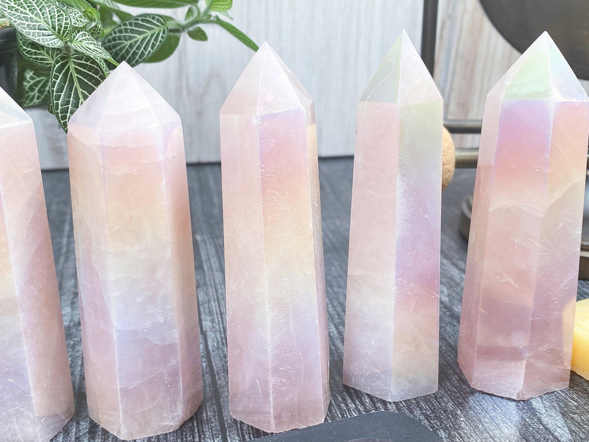 Aura Rose Quartz Tower - - The Crystalary