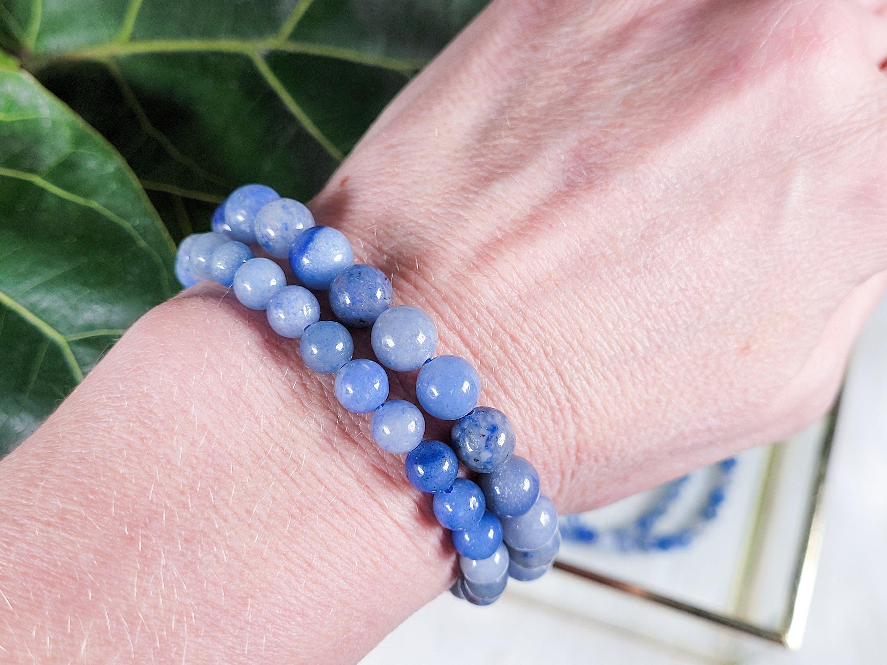 Elastic beaded bracelet with Blue Aventurine and stainless steel balls - My  Bendel