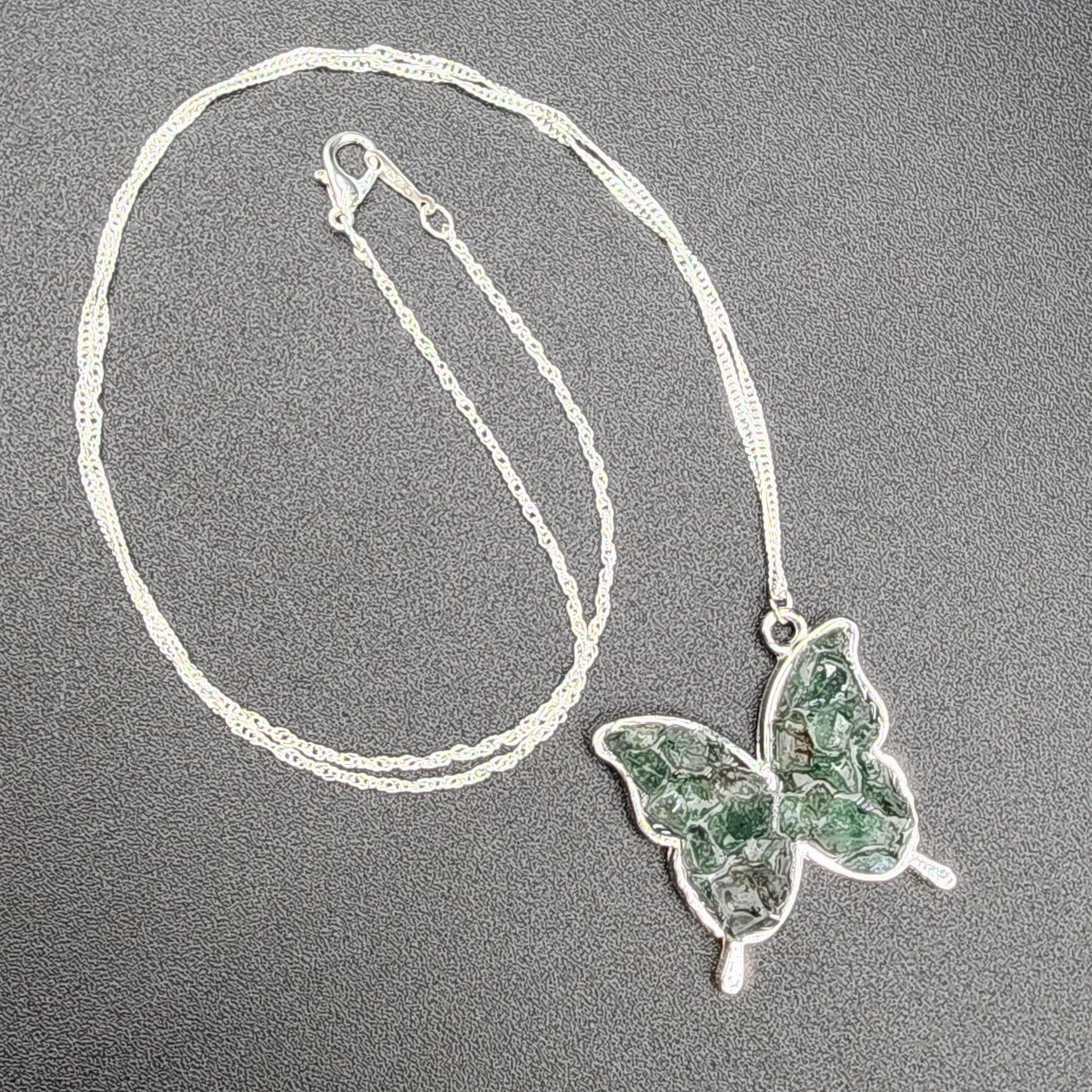 Fluorite Silver Butterfly necklace, Diana Maria Mine fluorite - - The Crystalary