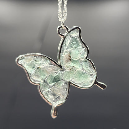 Fluorite Silver Butterfly necklace, Diana Maria Mine fluorite - - The Crystalary