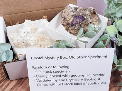 Mystery Crystal Box: Surprise Old Stock Crystal Specimen! (1 or 3 Random) - - The Crystalary