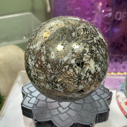 Pyrite in Quartz Sphere - - The Crystalary