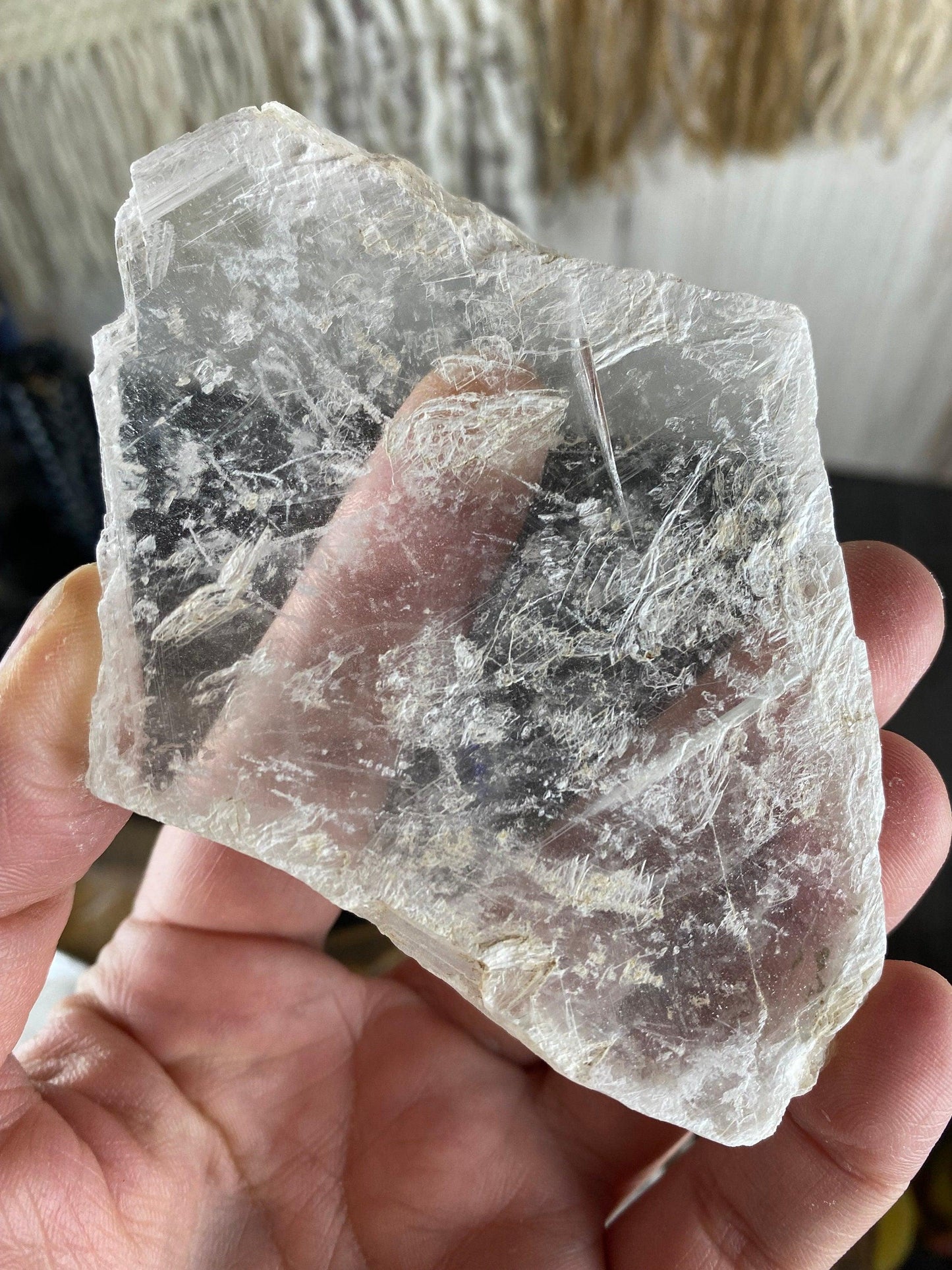 Raw Selenite Charging Plate (Clear) - - The Crystalary