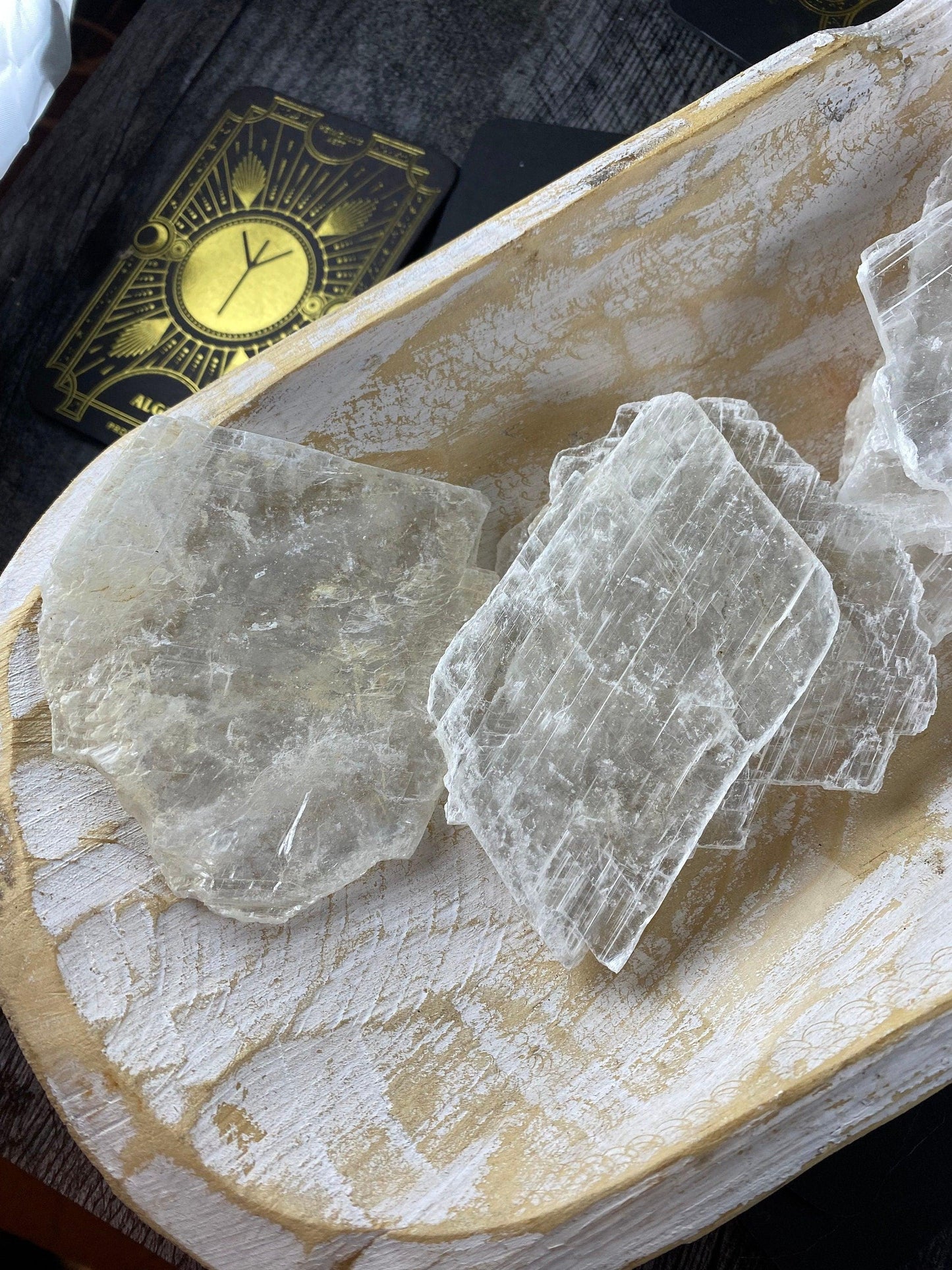 Raw Selenite Charging Plate (Clear) - - The Crystalary