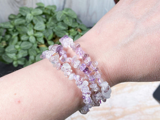 Amethyst Chip 4-6mm Crystal Bracelet (teen to small adult size) -  - The Crystalary